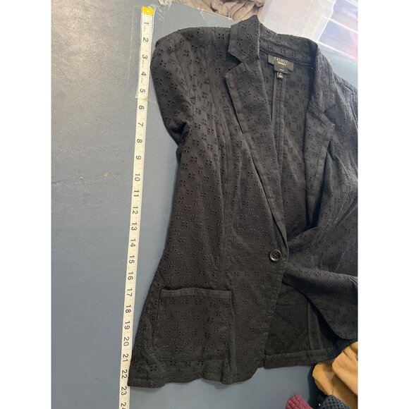 Talbots Womens Black Eyelet Stretch Blazer Jacket Size 12 Business Career Office - Picture 2 of 12